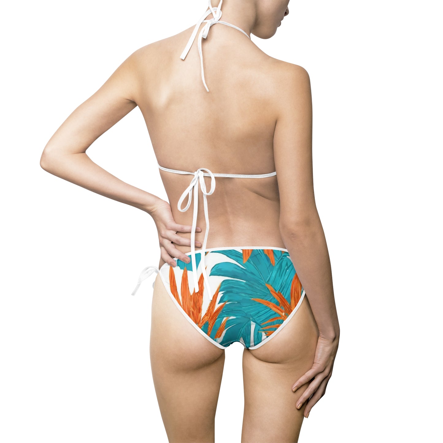 Fancy Sunset Orange & Aqua Blue Women's Bikini Swimsuit
