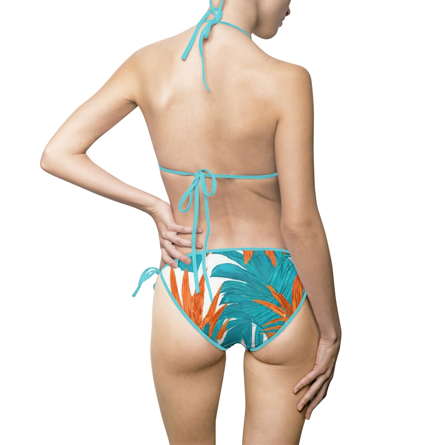 Fancy Sunset Orange & Aqua Blue Women's Bikini Swimsuit