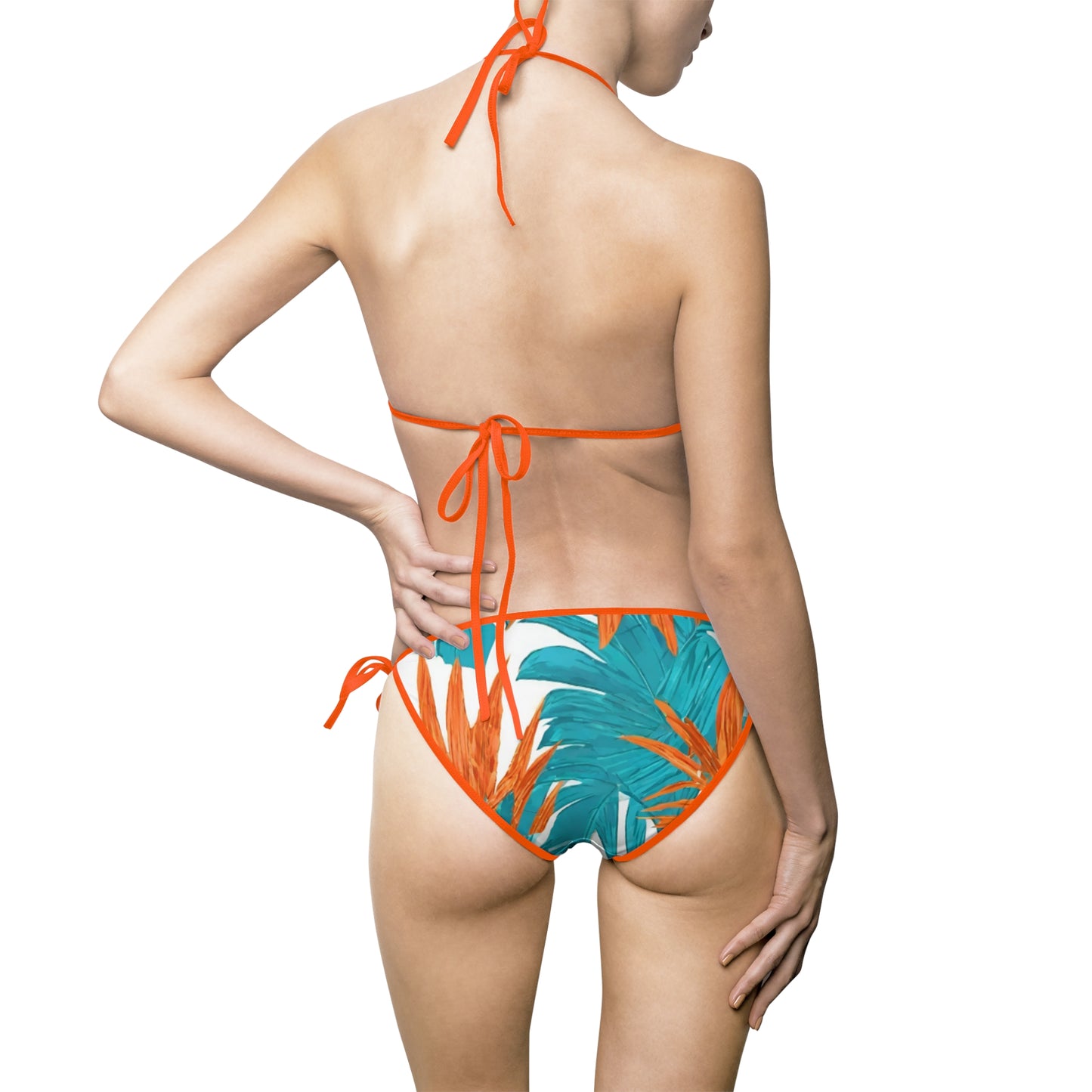 Fancy Sunset Orange & Aqua Blue Women's Bikini Swimsuit