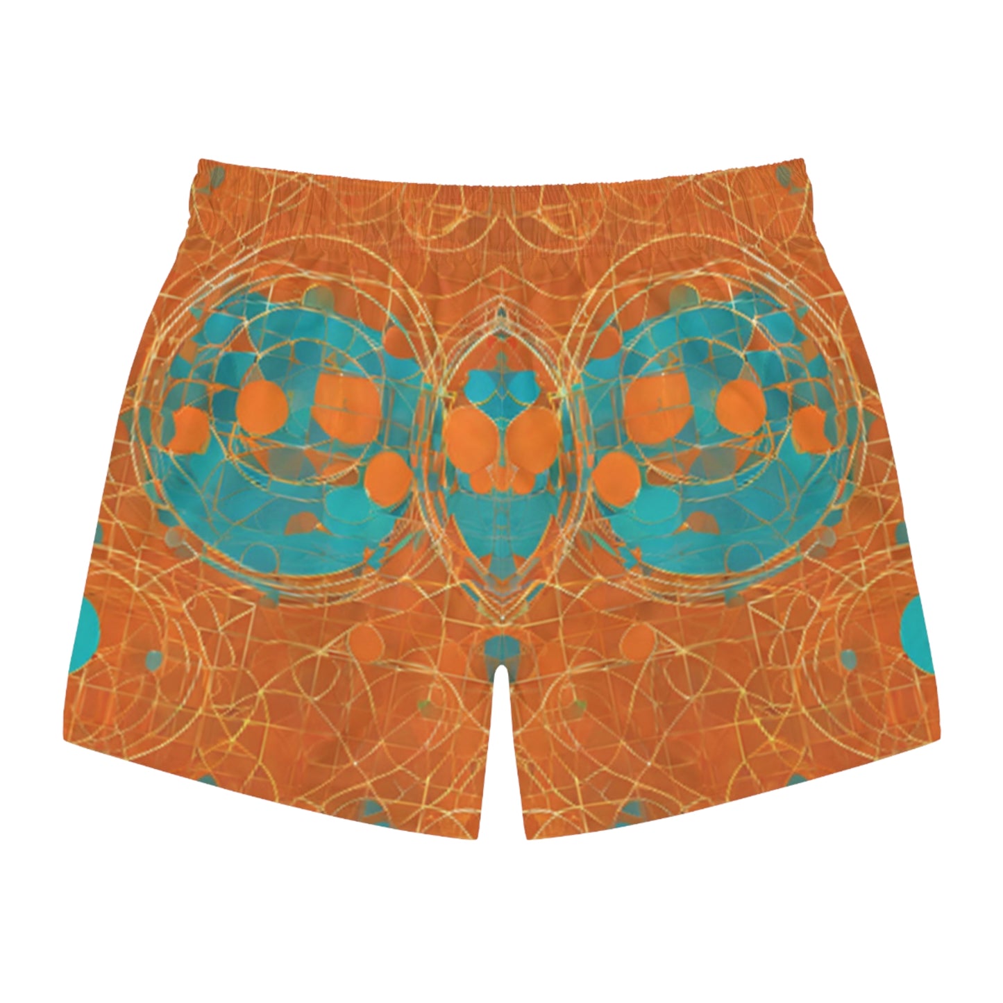 Sunset Orange & Aqua Blue Swim Trunks