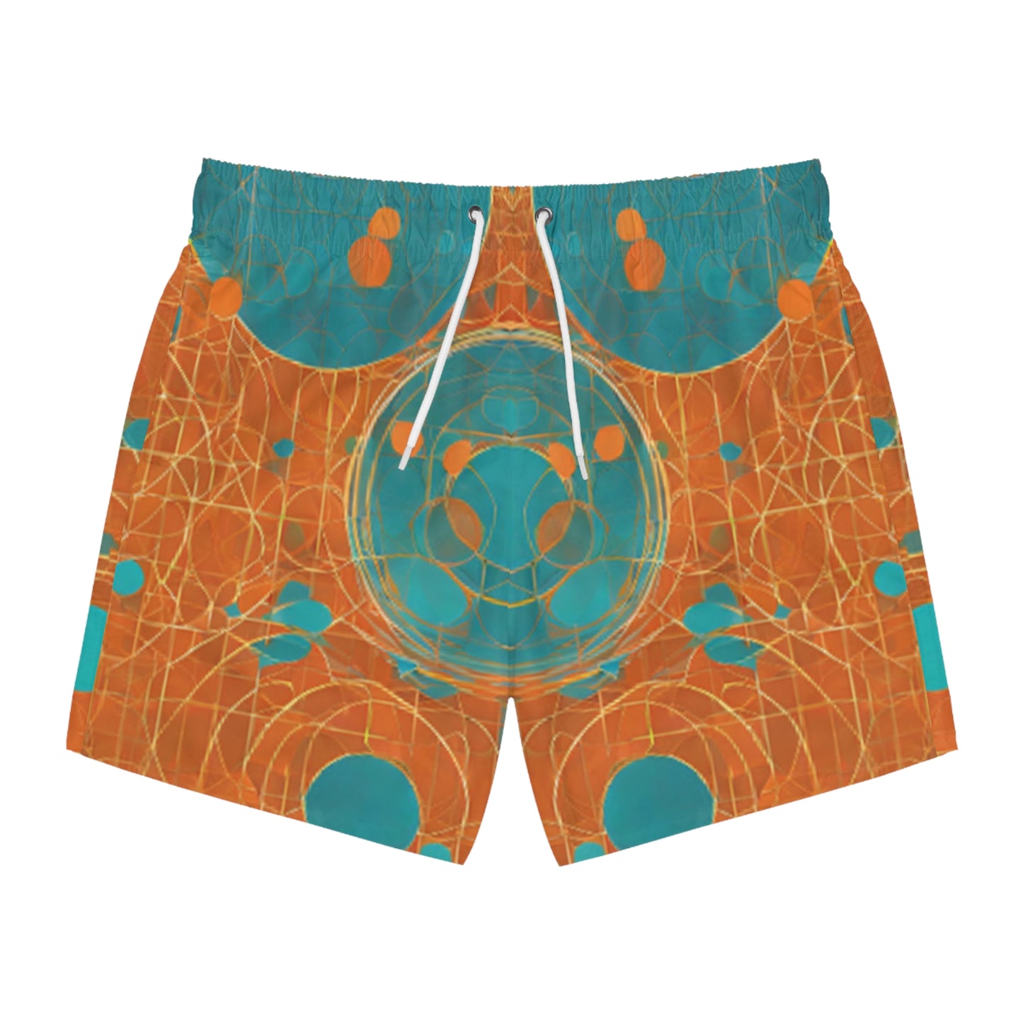 Sunset Orange & Aqua Blue Swim Trunks
